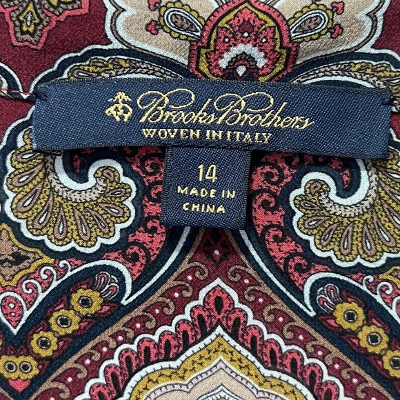 Brooks Brothers silk Red and Brown Graphic Long Sleeve Blouse 14 - Picture 2 of 8